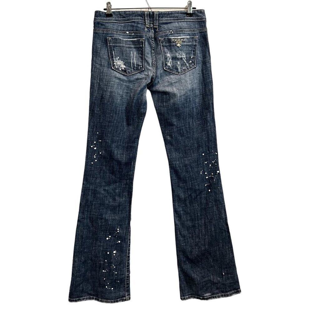 Bebe Premium Denim USA Paint Splatter Distressed Flare Jeans 29 Y2K - Picture 3 of 13